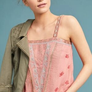 Anthropologie Feather Bone beaded camisole - peach - 16